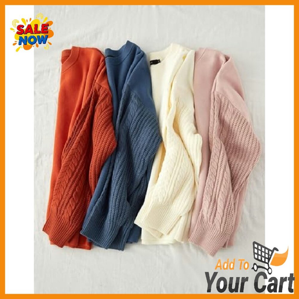 Oversized Cable Knit Pullover Sweater Long Sleeve… - image 7